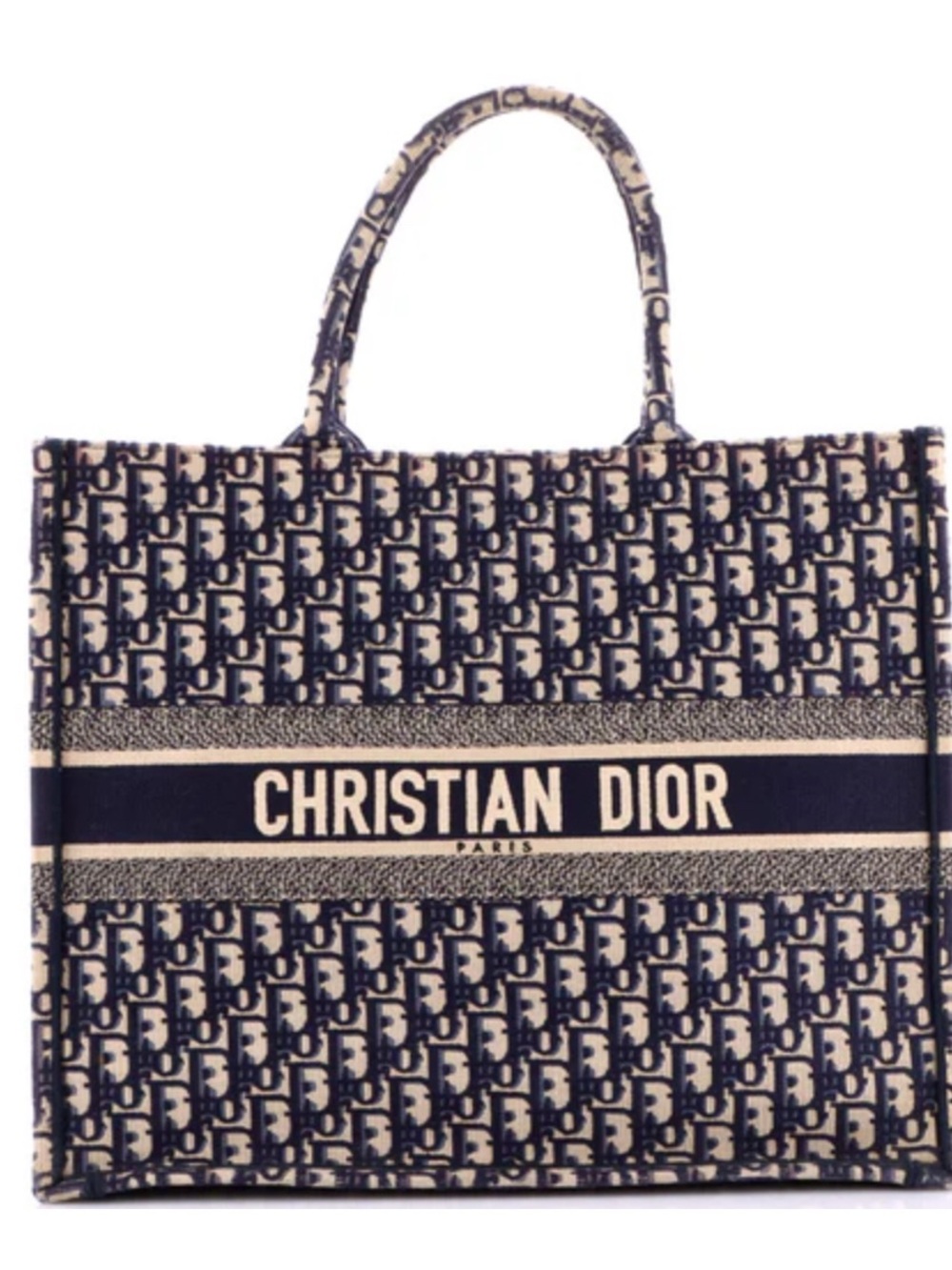 Christian Dior Book Tote in Navy and Beige